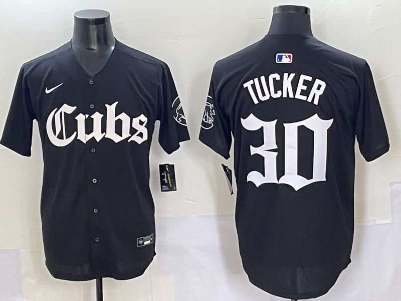 Men 2025 Chicago Cubs #30 Tucker Black Five generations Joint Name Nike MLB Jersey style 1